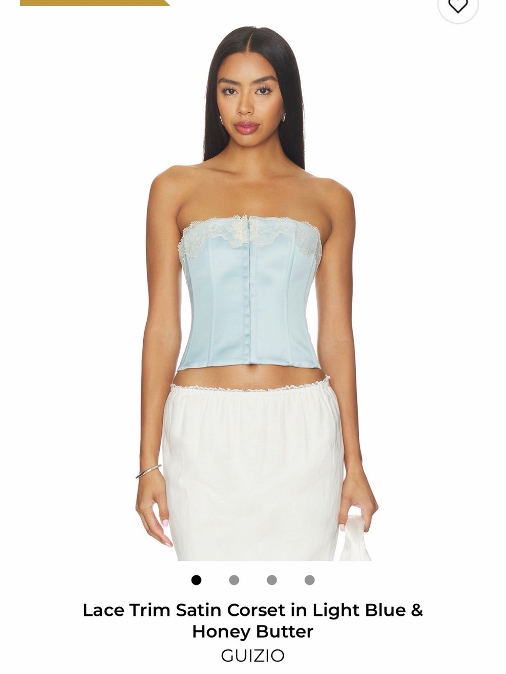Danielle Guizio Light Blue Satin Lace-Trim Corset